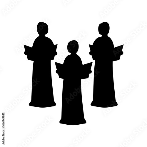 Silhouette of a singing chorus group reading their music sheets together