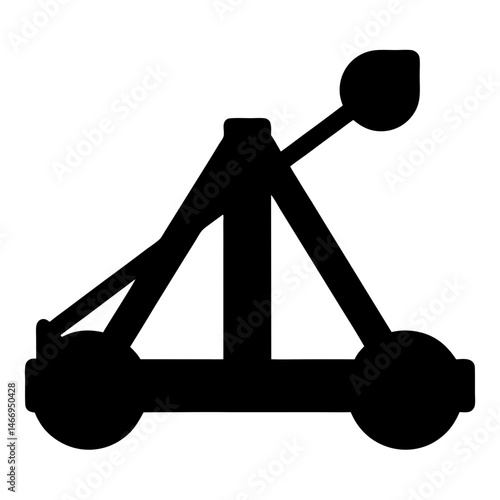 Silhouette of a Trebuchet, a medieval siege engine for launching projectiles