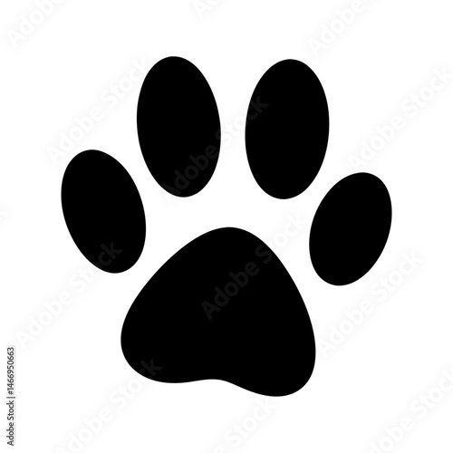 Black paw print icon on a white background animal illustration