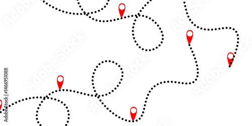 Dotted path with points. isolated on white background. Vector illustration.