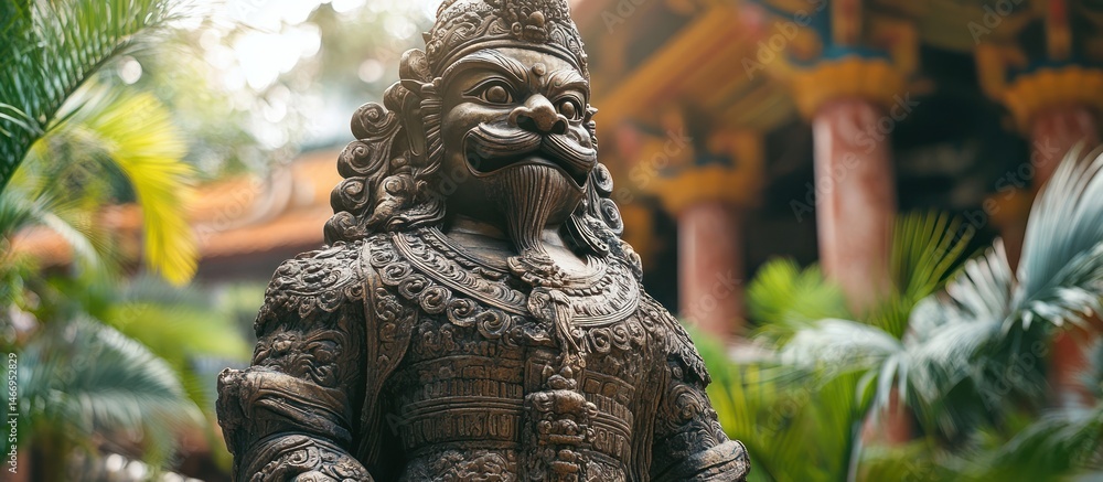 Sculpture of Deity Near Building Surrounded by Greenery Sculpture of Deity Near Building Surrounded by Greenery