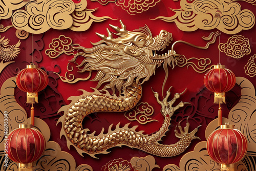 Wallpaper Mural Illustration of Traditional chinese Dragon Chinese character translate dragon Torontodigital.ca