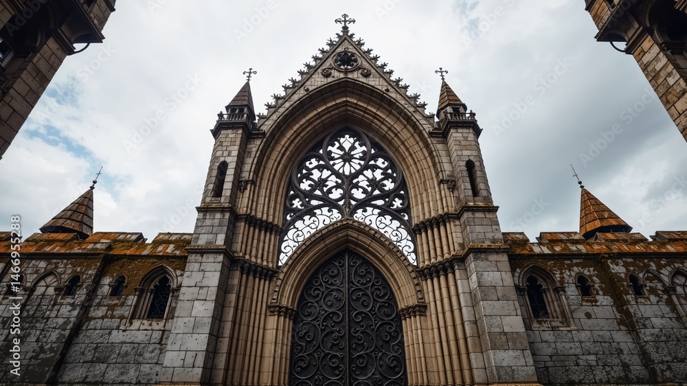 Fototapeta premium Aged Gothic Doorway and Towers