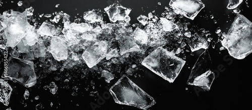 Ice Pieces on Black Background
