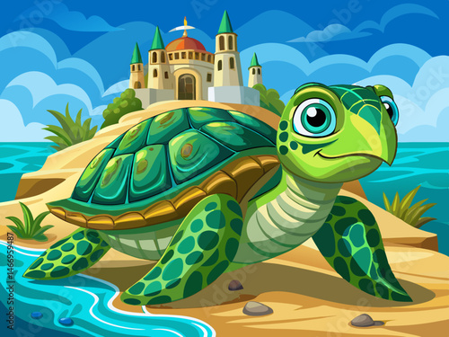vector of A magnificent green sea turtle from Cyprus, Mediterranean Sea