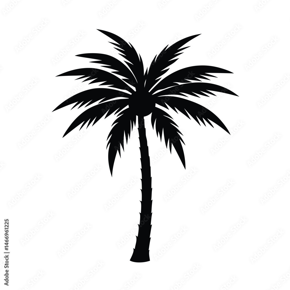 Obraz premium Single Palm Tree Vector Silhouette