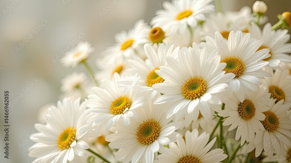 Fototapeta premium Delicate White Daisies, Elegant Floral Design