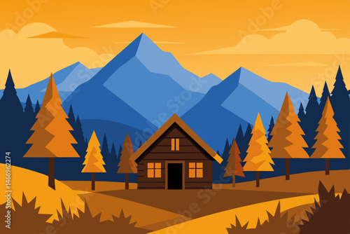 peaceful mountain cabin surrounded by golden larch 