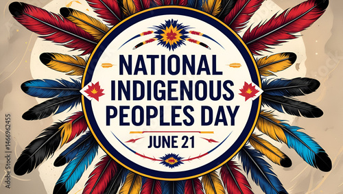 A beautifully designed round label for National Indigenous Peoples Day, celebrated on June 21 in Canada.