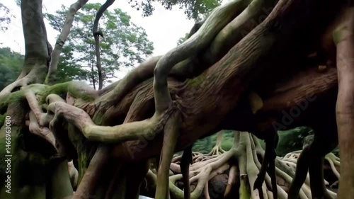 Nature-Focused Footage of Intertwined Root Structures and Everyday Life Along Serene Riverbeds in Northeast India