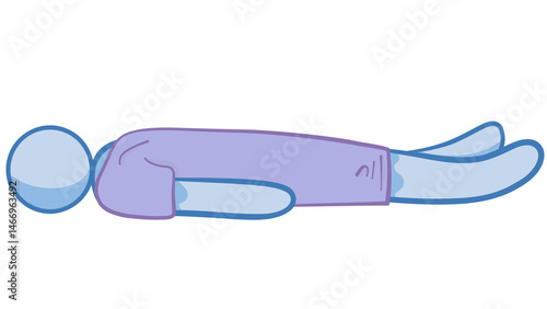 A schematic illustration of a patient lying on their back