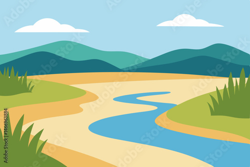 peaceful river delta with sandbanks and tall grass.svg