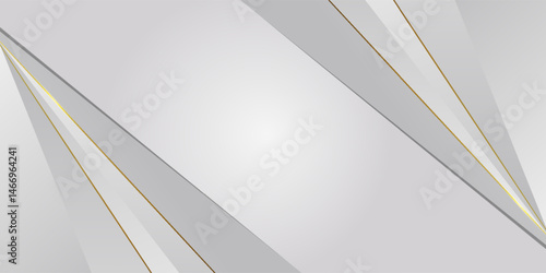 Luxury White and Gold Background with Golden Lines and Paper Cut Style.