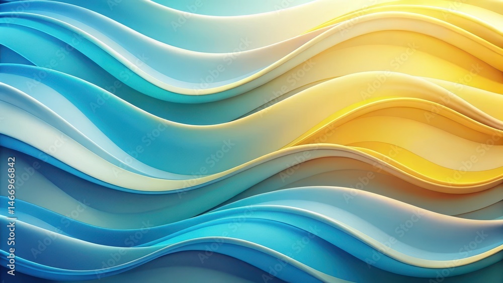 Wavy abstract shapes in soft yellow and blue colors flowing through a gradient background , fluid, serene, fluid, serene Wavy abstract shapes in soft yellow and blue colors flowing through a gradient background , fluid, serene, fluid, serene
