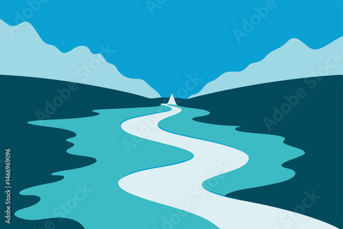 quiet glacial stream weaving through tundra moss   