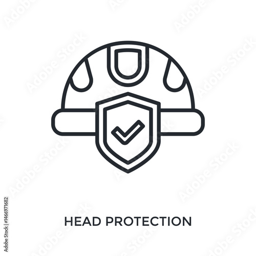 Head Protection Icon Outline Style. Vector Illustration For Graphic Design