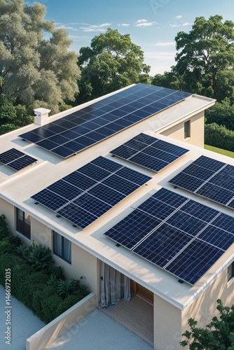 Solar panels on the roof of the house 