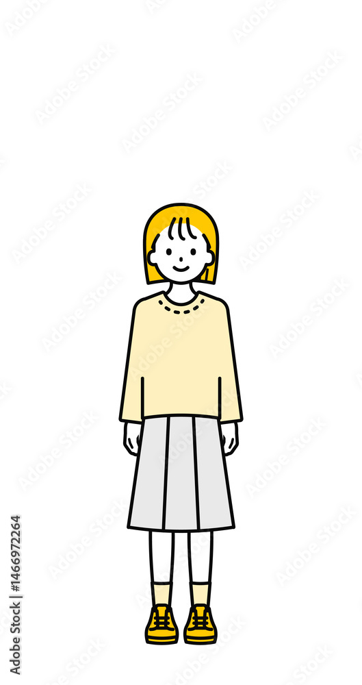 全身のポーズ_シンプルな私服の女の子01 全身のポーズ_シンプルな私服の女の子01