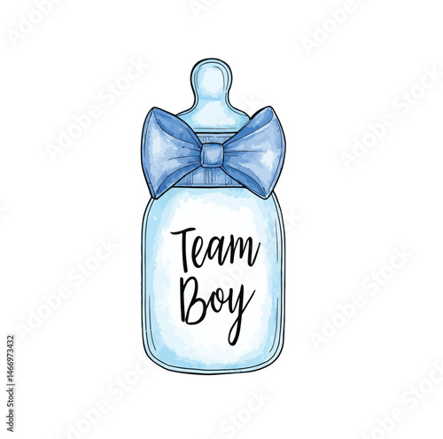 Team Boy Baby Milk Bottle: 2D Vector Design for Baby Products