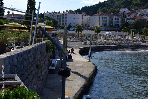 ubrovnik, Croatia, 26. August 2021., beach Lapad, luxury hotels and apartments, beautiful Adriatic sea,