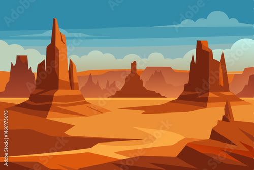 remote desert basin with jagged rock formations