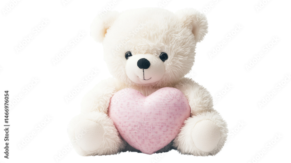 A set of charming white teddy bears in a hugging pose with stitched detail, isolated on a transparent background A set of charming white teddy bears in a hugging pose with stitched detail, isolated on a transparent background