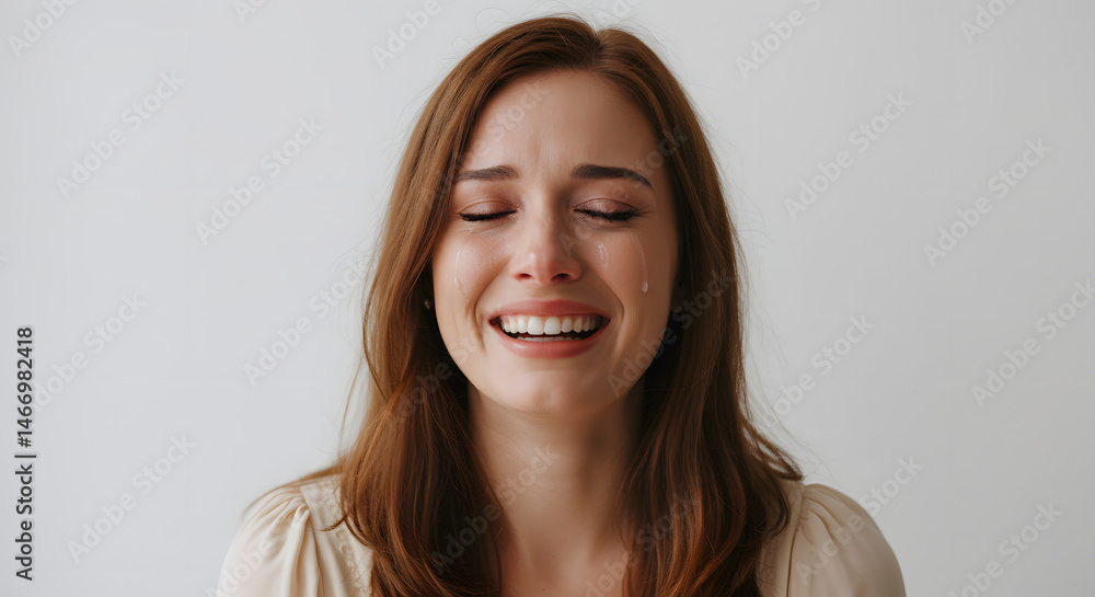 Obraz premium Portrait of a sad woman crying with tears streaming down her face expressing emotional pain and grief feeling hopeless