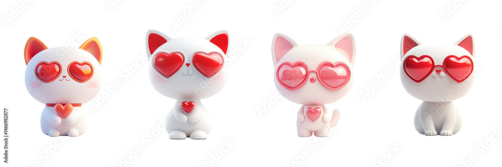 Adorable Cartoon Cats Wearing Heart Shaped Sunglasses Holding Hearts Perfect for Valentine's Day Adorable Cartoon Cats Wearing Heart Shaped Sunglasses Holding Hearts Perfect for Valentine's Day