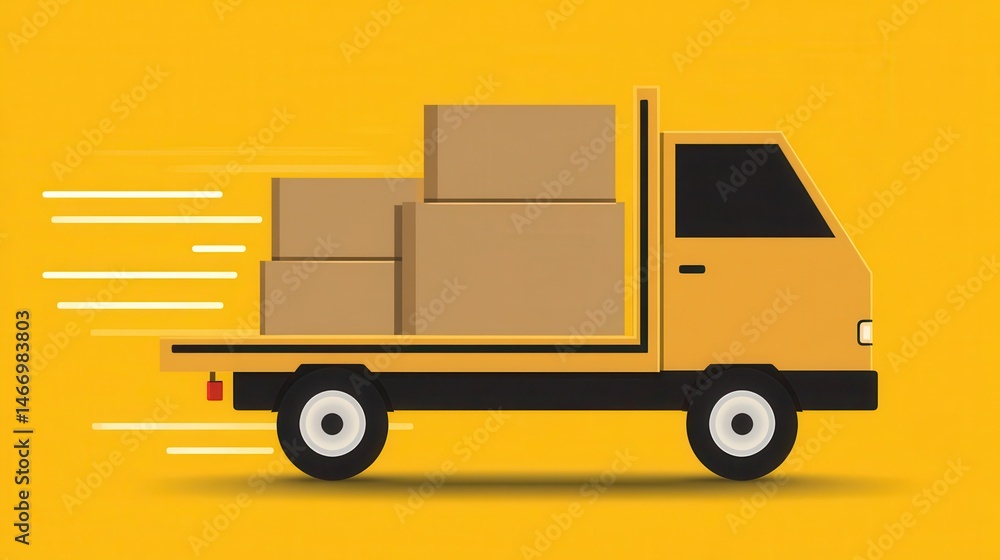 Speedy delivery truck carrying cargo boxes. Speedy delivery truck carrying cargo boxes.