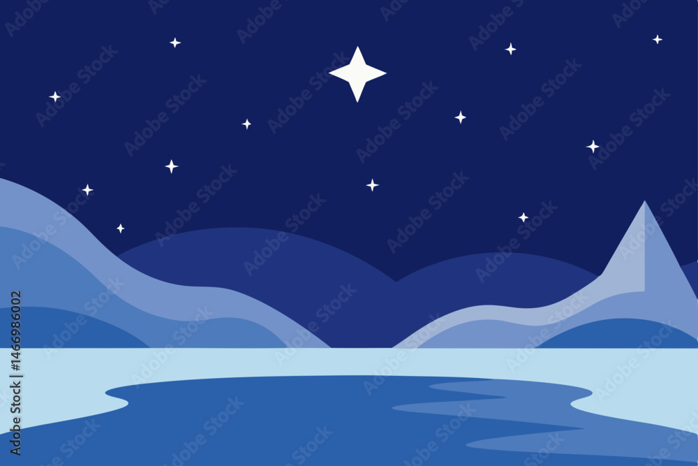 Fototapeta premium starlight twinkling above a frozen lake in deep 