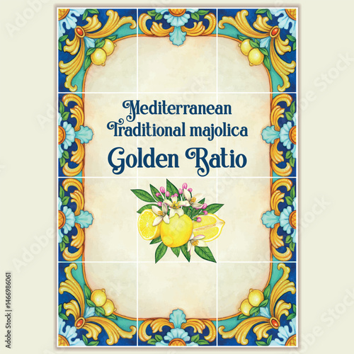 Watercolor hand drawn italian mediterranean tiles