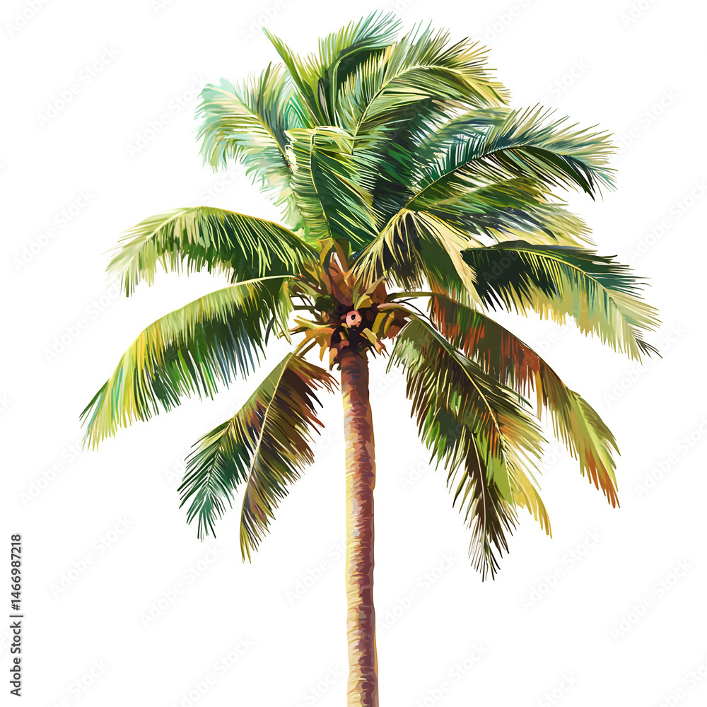 Obraz premium Here?s a set of similar prompts inspired by the tropical palm tree description you provided. These prompts are designed to evoke vibrant, detailed, and photorealistic