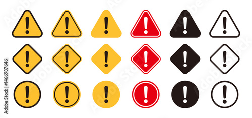 Set of caution, danger and warning signs