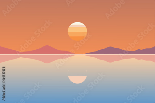 sunrise reflecting on a calm desert salt flat with.svg