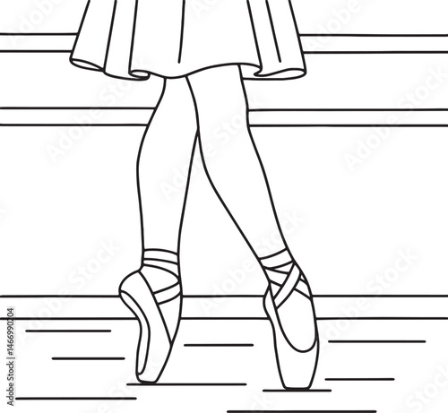 ballerina's feet wearing shoes are on tiptoes
