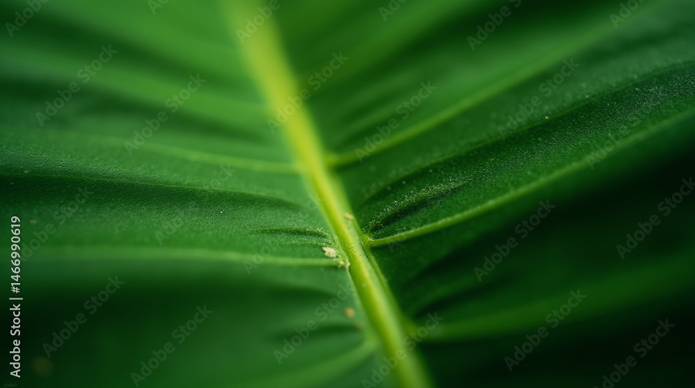Obraz premium Close-Up of Bright Green Tropical Foliage – High-Detail Photography of Lush Greenery