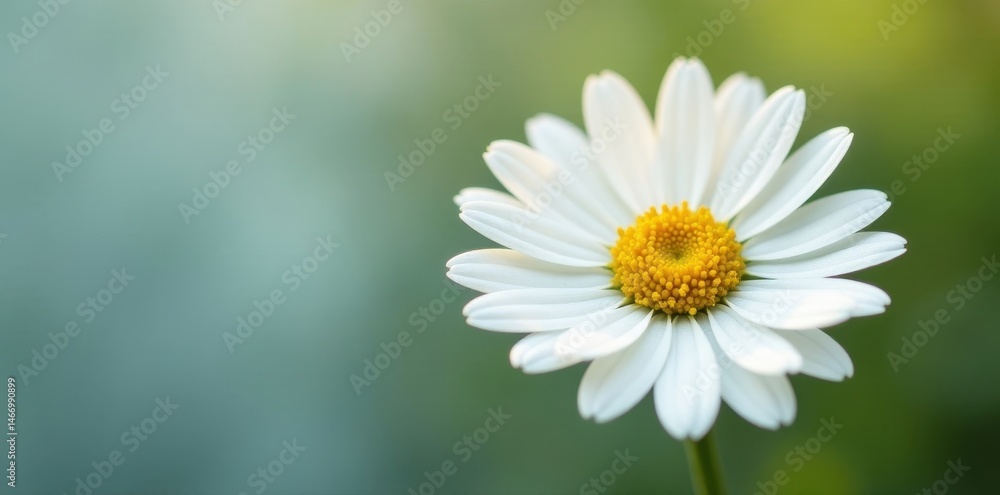 Fototapeta premium Single white Marguerite daisy, delicate petals, vibrant yellow center , fragile, summer, bloom