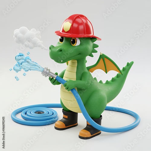 Dragon Firefighter: A Cartoon Hero Ready for Action