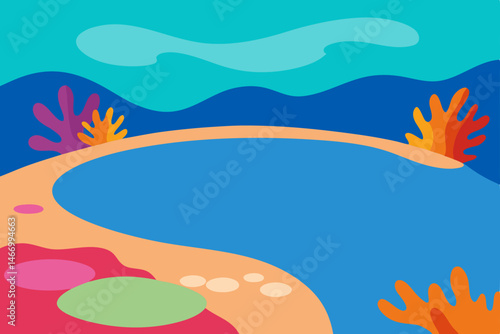 tropical lagoon with colorful coral visible beneat 