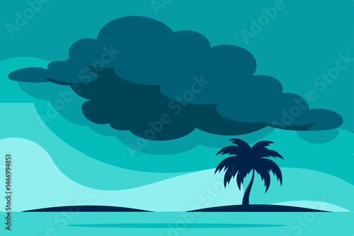 tropical storm clouds gathering over a turquoise 