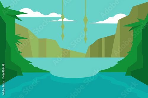 verdant canyon pool with crystal clear water 