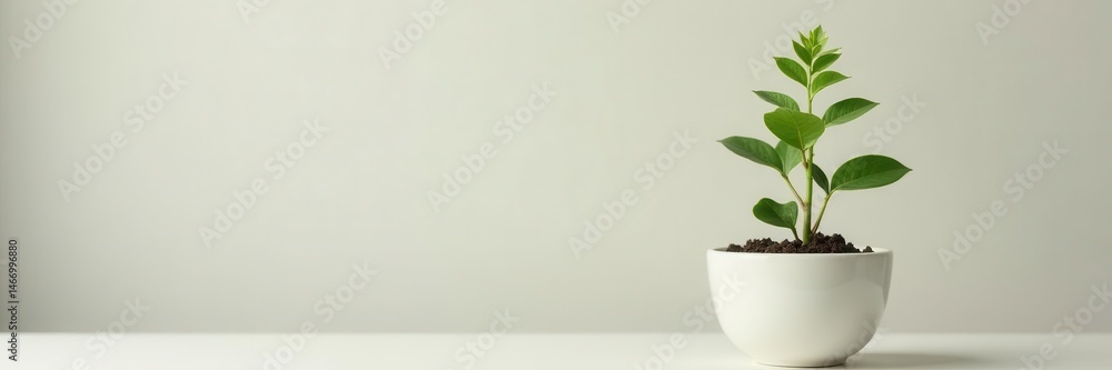 Small fern in ceramic pot, neutral background , indoor, minimal, decor Small fern in ceramic pot, neutral background , indoor, minimal, decor