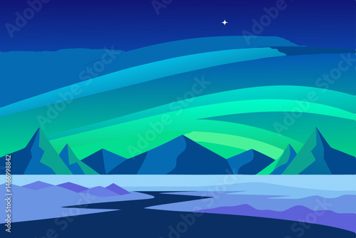 wide open tundra beneath a vibrant aurora borealis 