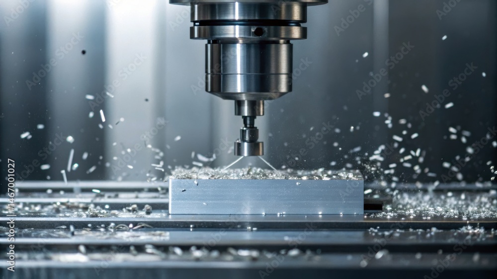 A CNC machine cutting metal with sparks flying, showcasing precision engineering in a manufacturing environment. A CNC machine cutting metal with sparks flying, showcasing precision engineering in a manufacturing environment.