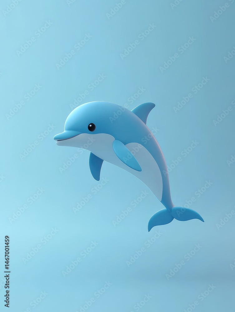 Cute blue dolphin leaping in a light blue background. Cute blue dolphin leaping in a light blue background.