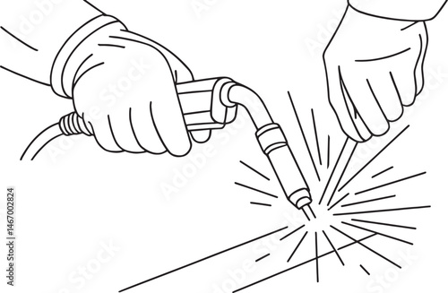 close up of man using welding torch