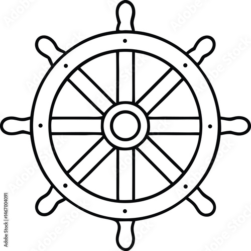 Dharmachakra wheel line icon vector 
