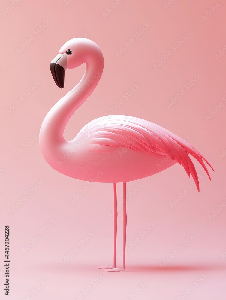 Fototapeta premium Pink flamingo design on a soft pink background.