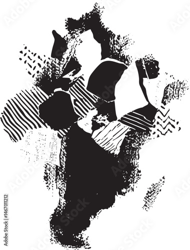 Two figures engage in a dynamic abstract dance within a textured composition.