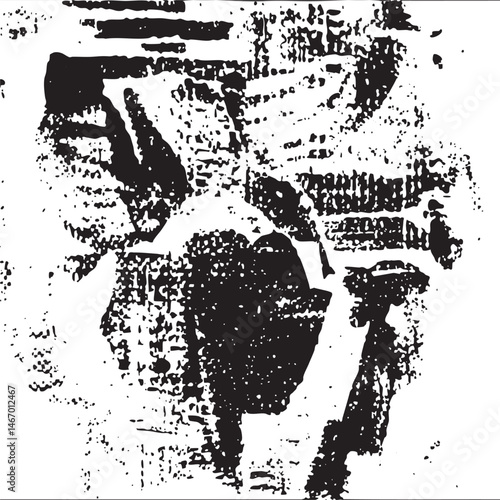 Abstract black and white reveals a blurred human face.